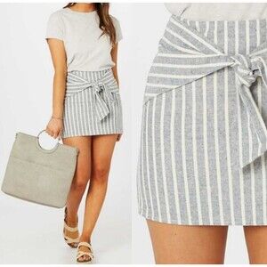 Altar'd State French Market Mini Skirt Striped Linen Cotton Tie NWT - Medium